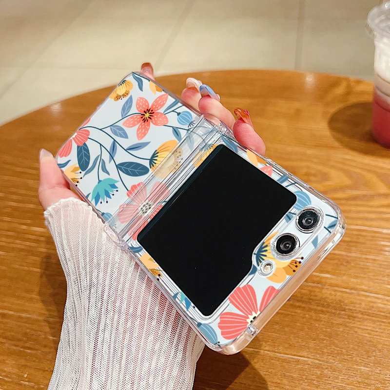 Flower Pattern Shockproof Clear Cover for Samsung Galaxy Z Flip Series