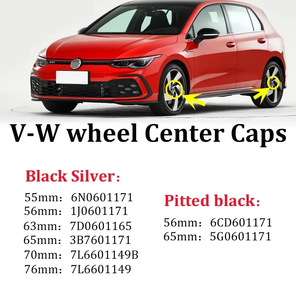 40pcs 55mm 56mm 65mm 63/70mm 76mm Car Wheel Center Caps Hubcap Cover for VW Volkswagen Jetta MK5 Golf Passat 3B7601171 1J0601171 car wheel hub covers