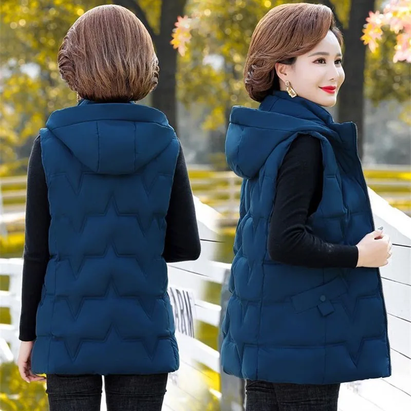 

Middle-Aged Elderly Women Cotton Waistcoat Autumn Winter 2022 New Fat M Mother's Loose Vest Coat 7XL Warm Sleeveless Jacket Lady