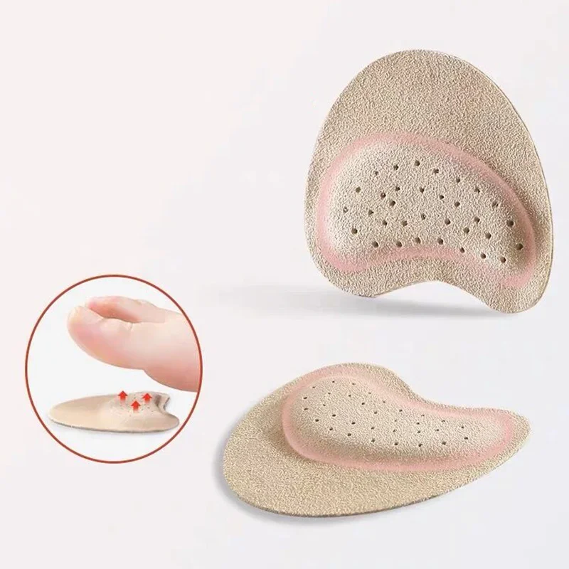 Leather Forefoot Pads Women High Heels Anti-slip Foot Care Shoe Pads Stickers Pain Relief Insert Insoles Toe Cushions 2pcs