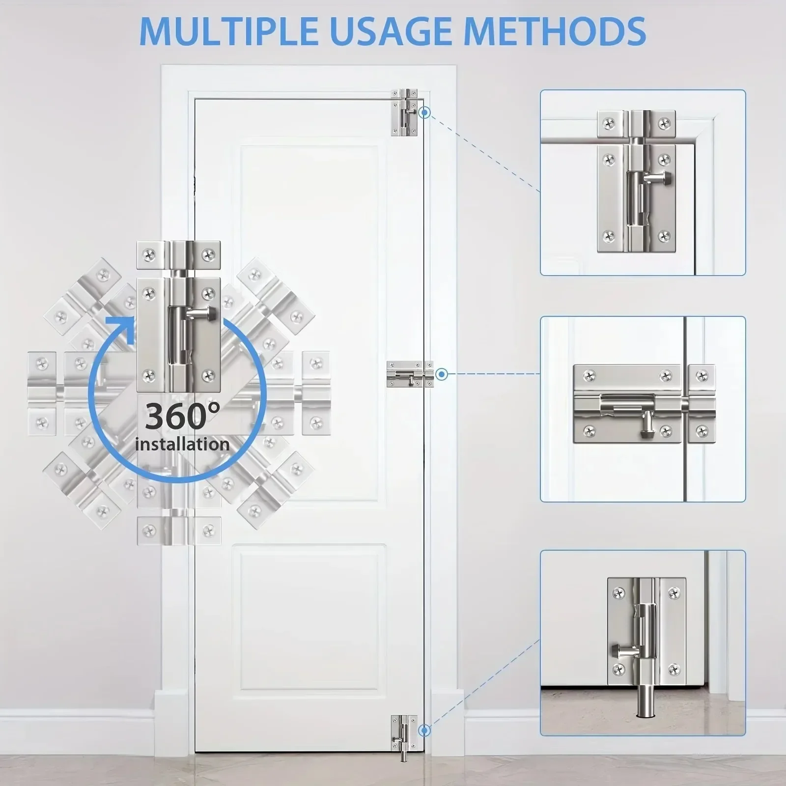 Stainless Steel Bolt Thickened Door Insert Anti-Theft Wooden Door Hasp 4 Inch Latch Solid Sliding Bolt Toilet Lock door latch
