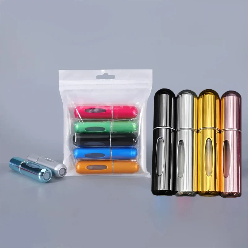 Perfume Bottle 5 Pieces 5 ml Mini Refillable Aluminum Portable Spray Bottle Travel