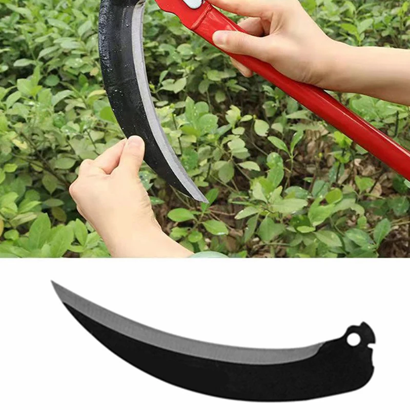 1pcs Foldable Sickle Agricultural Lightweight Gardening Grass Sickle Mow Cut Wheat Metal Long Handle Sickle Garden Weeding Tools
