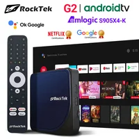 RockTek G2 4K AndroidTV 14 Stream Box Netflix Google Certified Amlogic S905X4-K 4G 32G 64G Support DTS Dolby Audio Dolby Vision
