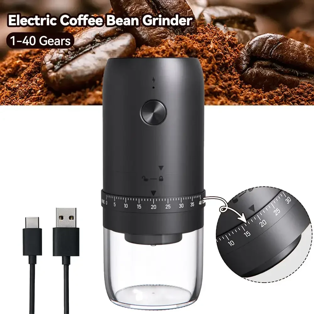 New Portable USB Electric Coffee Bean Grinder 40 Gears External Adjustable Rechargeable Grinders Household Mini Coffee Machine 3