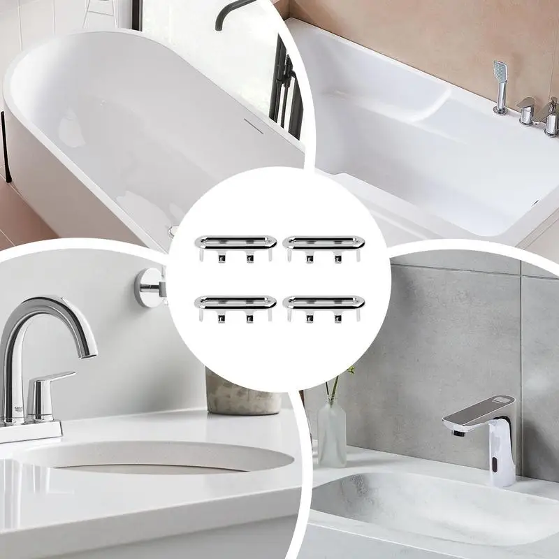 Sink Overflow Cover 4X Oval Drain Replacement Sink Bath Cap Bathroom Drain Stopper