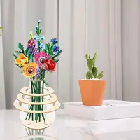 Wooden Puzzle Flower Vase with Stem Holder Heavy Duty DIY Flower Bouquet Display Stand Home Office Desktop Decoration 1