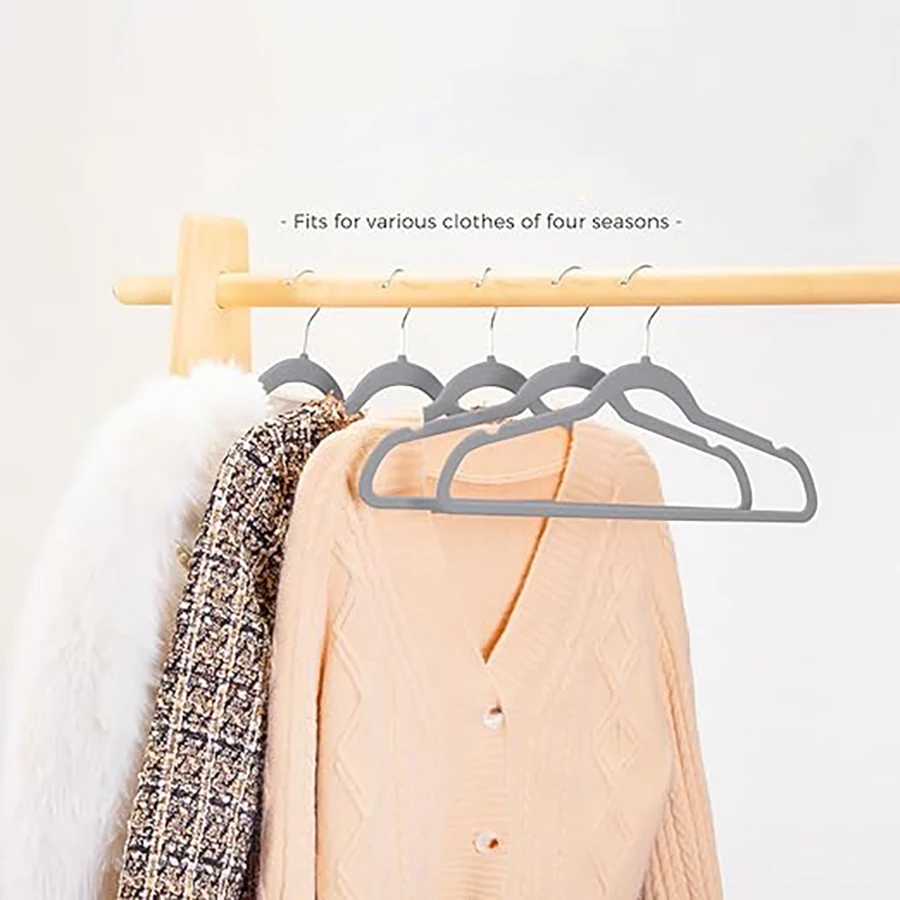 Slim Velvet Non-Slip Suit Hanger Durable Space Saving Hanger Shoulder Slot 20pcs