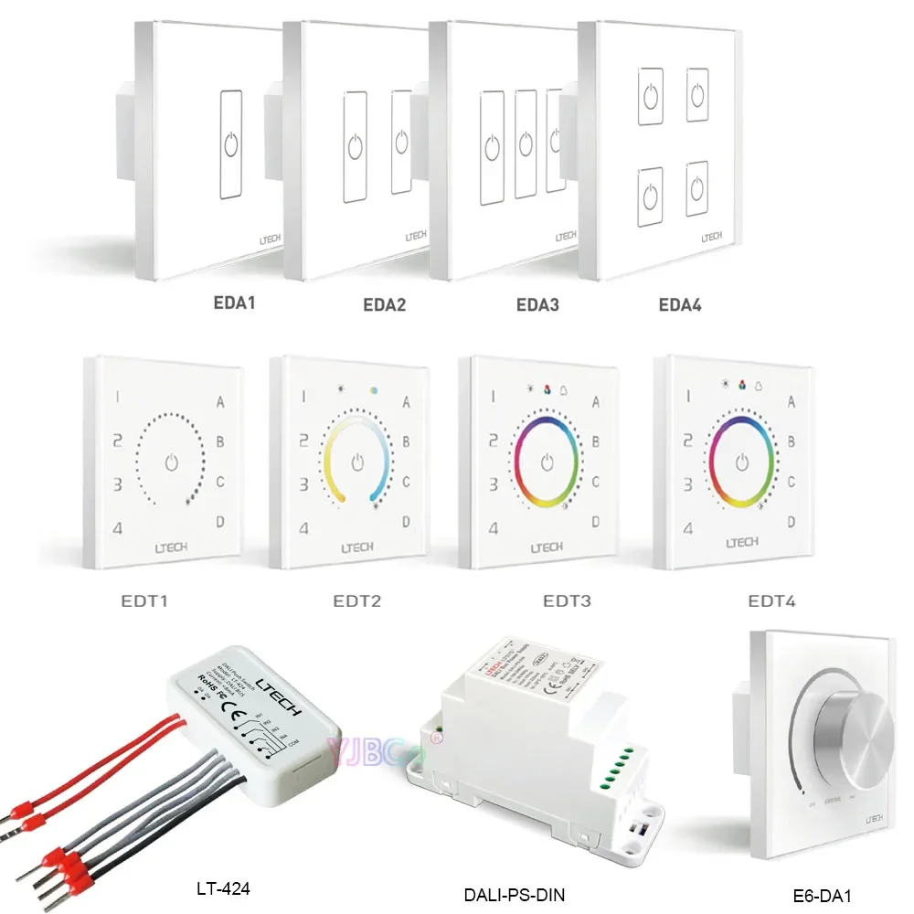 DALI Touch Panel 86 style wall DIM CCT RGB RGBW Switch Controller Bus supply power;DALI Double Group Push Switch for LED Light конвертер rf сигнала dali 307 dim in dali bus rf push arlight 025602