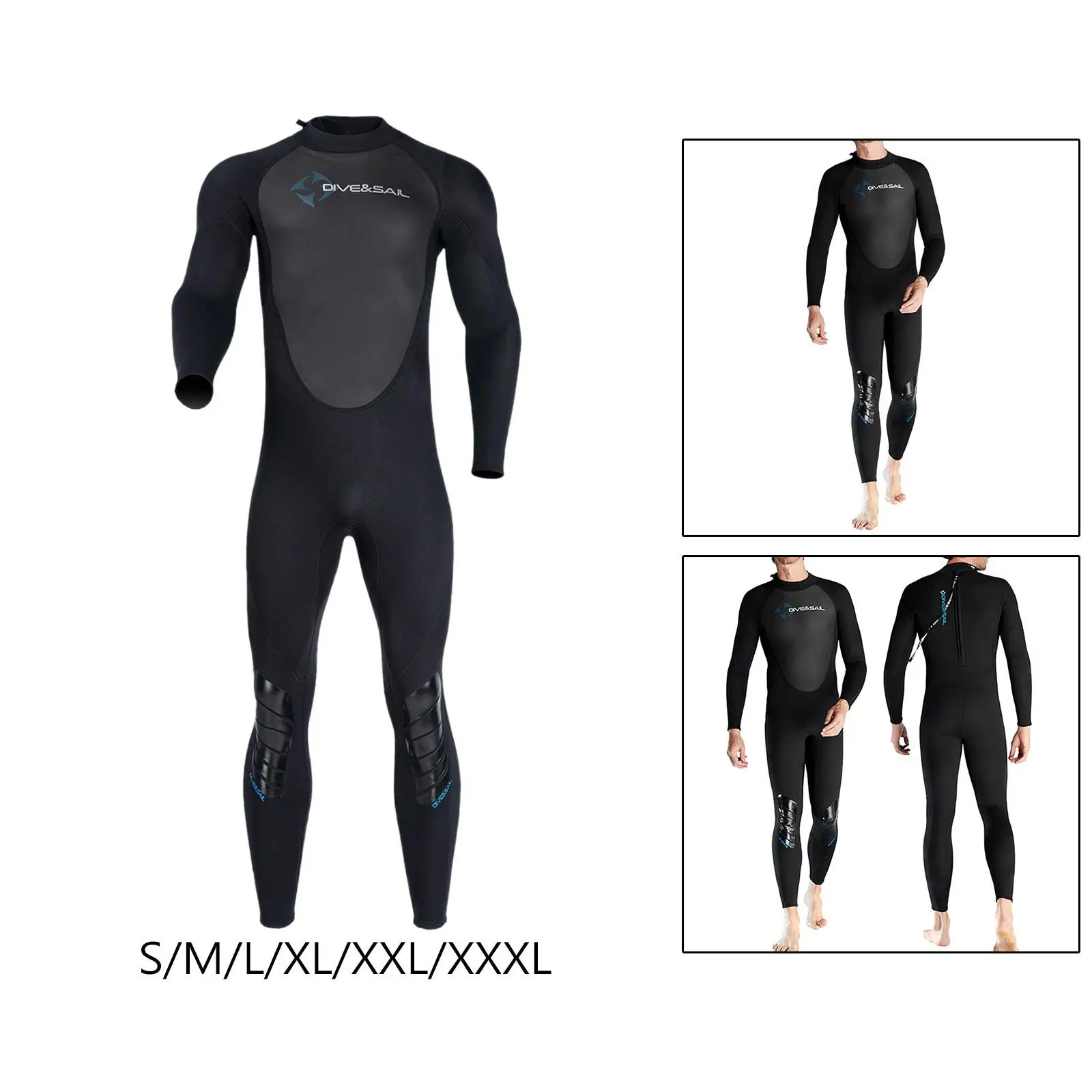 Full Body Swimsuit 3mm Neoprene Swim Suit Long Sleeves Warm Mens Wetsuits