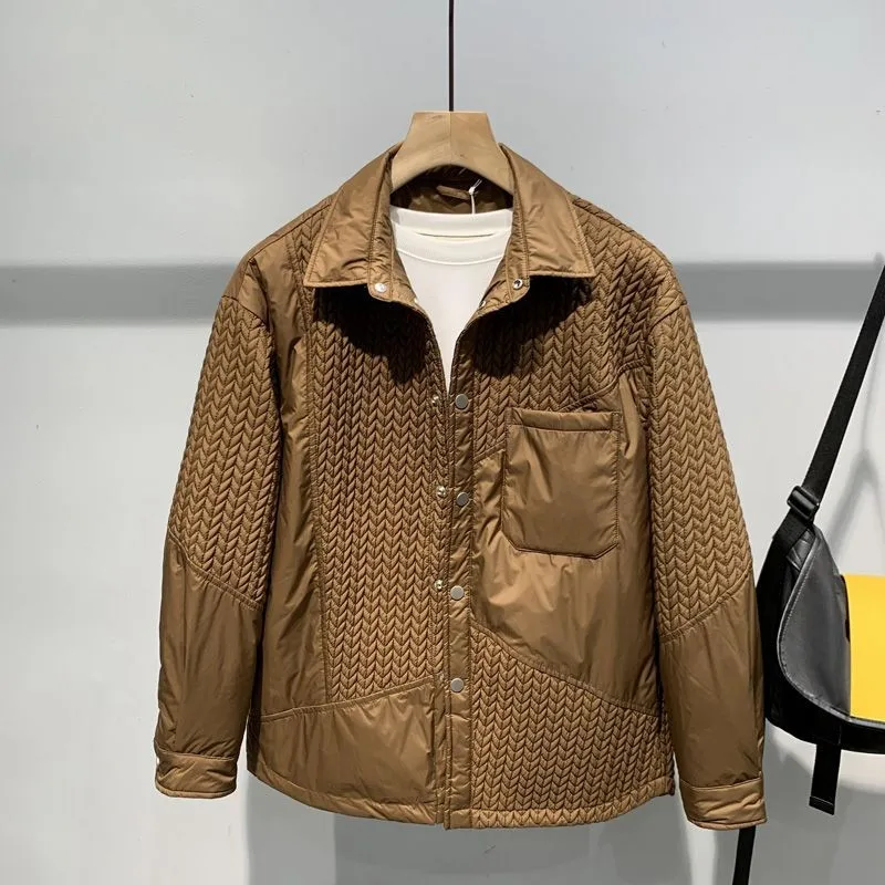 

Spring And Autumn Men's Jacket American Retro Woven Textured Fabric Irregular Design Shirt Light Cotton Jacket For Men