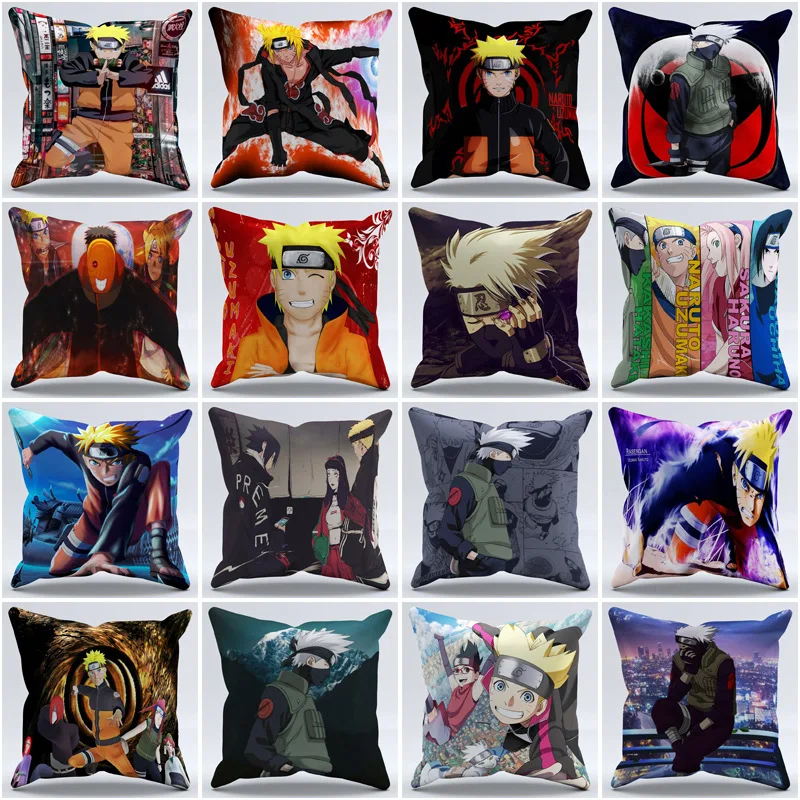 

Подушка с рисунком Наруто, искусственная аниме периферийная наволочка, подушка Sasuke Kakashi, без подушки, 40*40/45*50 см