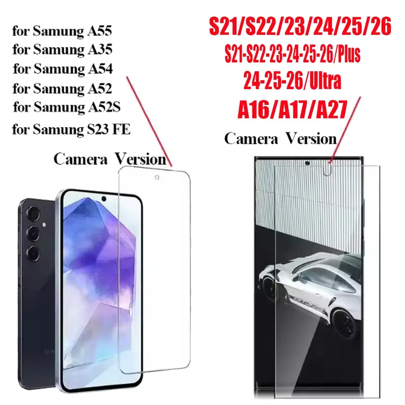 3PCS HD Tempered Glass For Samsung A17 A27 A37 A57 A16 A26 A36 A56 A55 A53 A54 A35 A25 A15 Screen Protector Samsung Galaxy S26 S25 S24 Ultra Cristal Templado S24 FE S23 S22 S21 Plus - Image 2