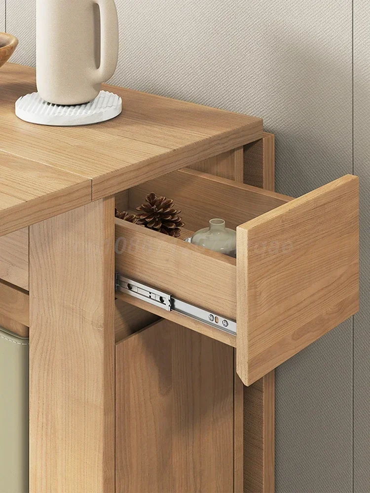 Tavolo in legno pieghevole salvaspazio da 1,3 m con set combinato di 0/2/4 sedie, tavolo da pranzo pieghevole per piccole famiglie. - immagine 5