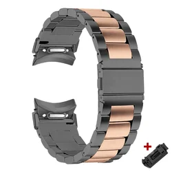 Elegant Stainless Steel Quick-Fit Watch Band - No-Gap Design for Galaxy watch 5 40mm (Black Rose Gold)