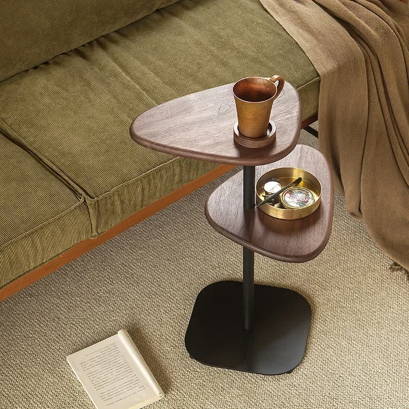 Designer Corner Tables Black Walnut Modern Simple Multifunctional Removable Internet Celebrity Solid Wood Sofa Bedside