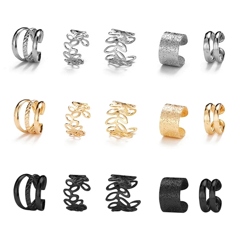 Gold Silver Color Leaves Ear Cuff Without Piercing Ear Clips Set Butterfly Earrings ear clip earrings clip earrings ear clip ear accessories For Women Trendy Earring Pearl Drop Jewelry