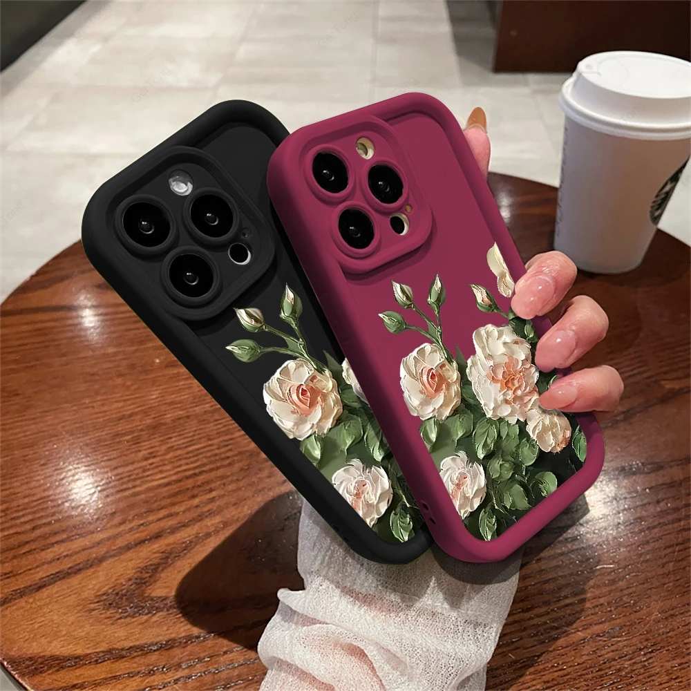 

For Iphone 15 Pro Max Case Retro Flower Phone Cover For Apple Iphone 11 14 15 13 12 Pro Max 15 8 7 Plus XR XS Max X Funda Coque