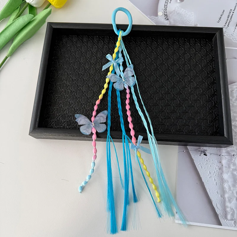 Charming Braided Wig Ponytail Headband with Rubber Hair Bands - Kids' Hair Accessory Ornament