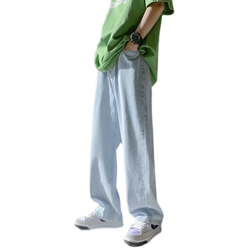 4 Colors Baggy Jeans Men Fashion Casual Wide Leg Jeans Men Streetwear Loose Hip Hop Straight Denim Pants Mens Trousers M-2XL
