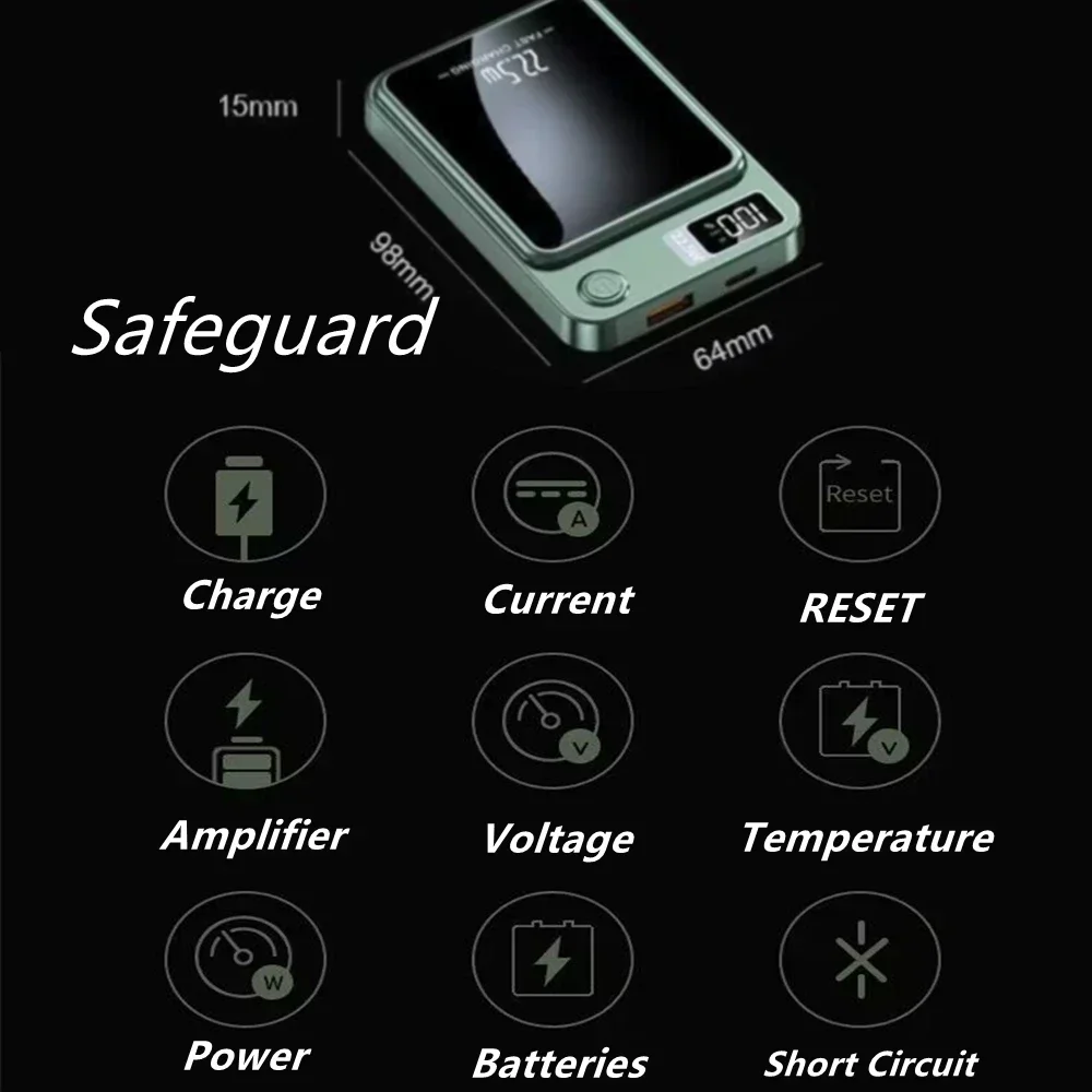 100000mAh Magnetic Wireless Power Bank Fast Charger For iPhone Magsafe Samsung Xiaomi