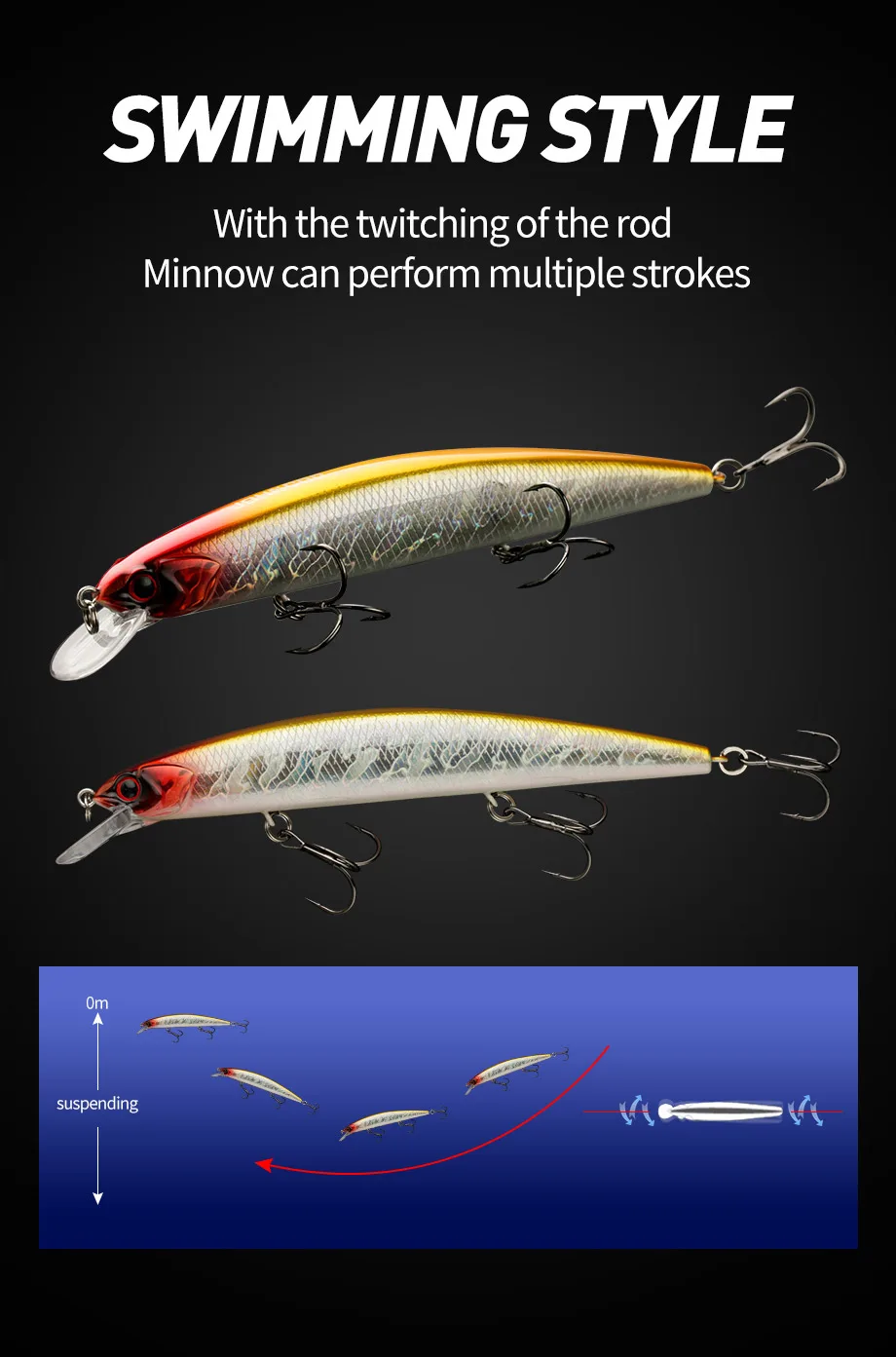 Johncoo 13 cm 21 g Suspend Fishing Lure Dive 1,8 m Angelköder Wobbler Hartköder hochwertige professionelle Elritze für Angelgeräte – Detail 4
