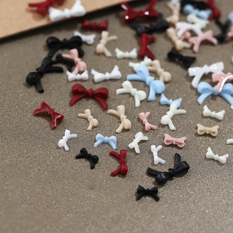 Mini Bow Nail Charms Bulk Mix 3D Bowknot Nail Art Decoration Accessories for DIY Manicure Korean Design 50Pcs Nail Art Accessories