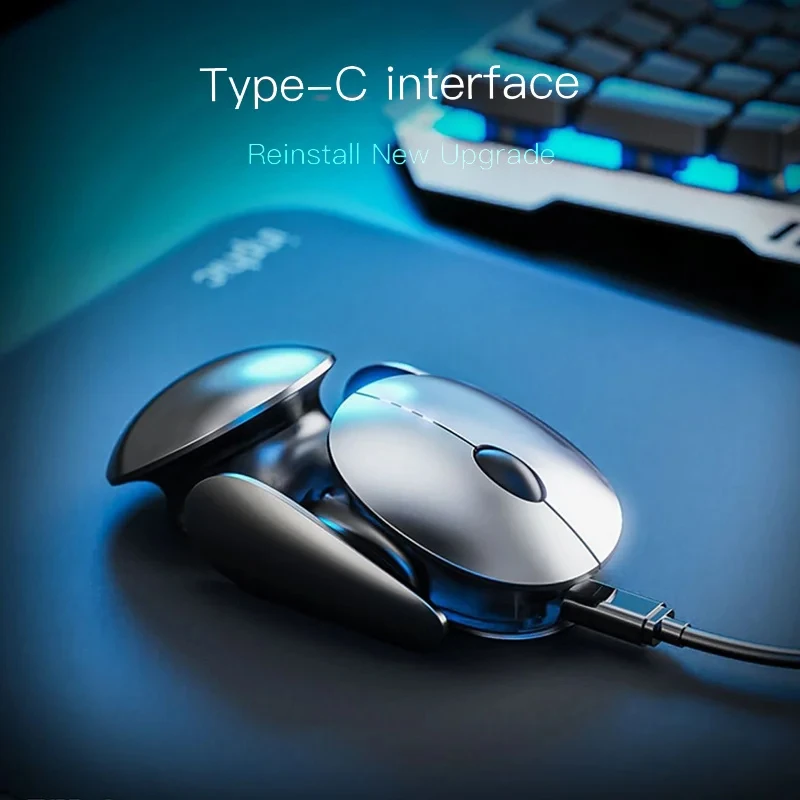 Metal Bluetooth Mouse com Usb-c Ratos Gamer Recarregáveis Modo 2.4g Fit para pc Laptop Win Mac x2 - Imagem 6