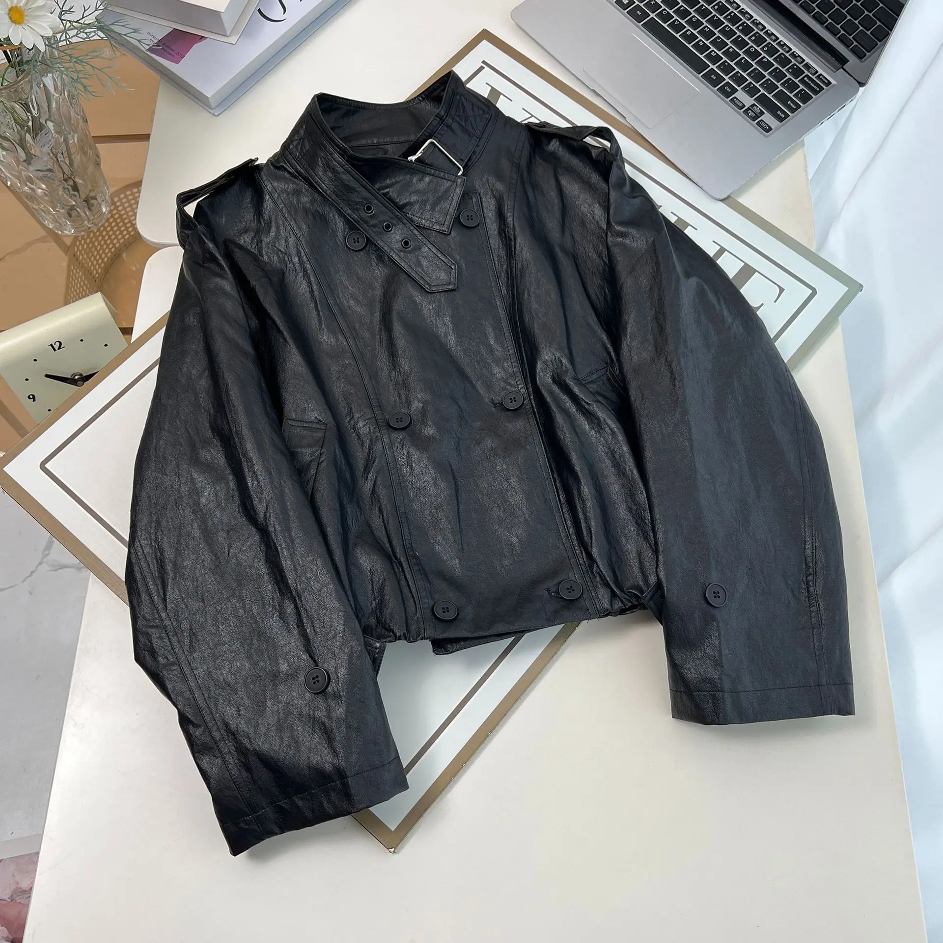 XXXXL Fashion Plus Size Women's Leather Jackets Autumn Of 2025 Loose Sweet And Cool Short Coat