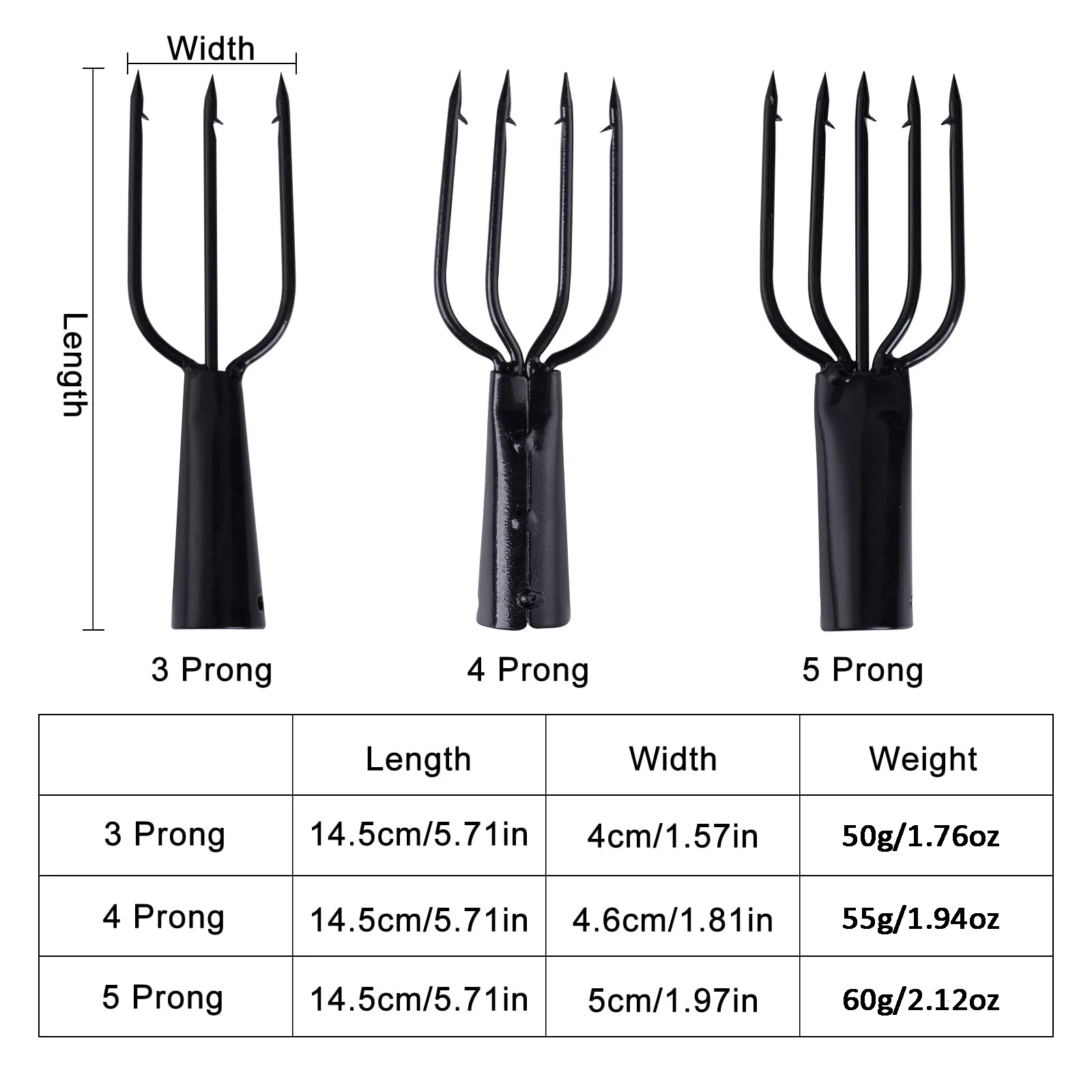 3-5 Prong Fishing Spear Harpoon Fork 14.5cm Stainless Steel Multi-function Fishing Spear Gig Fork Hook
