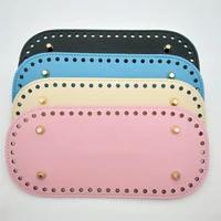 Fond Long 22x10cm pour sac tricoté, Base de sac en cuir PU, fond fait à la main avec trous, accessoires de fond de sac en Crochet pour bricolage 1