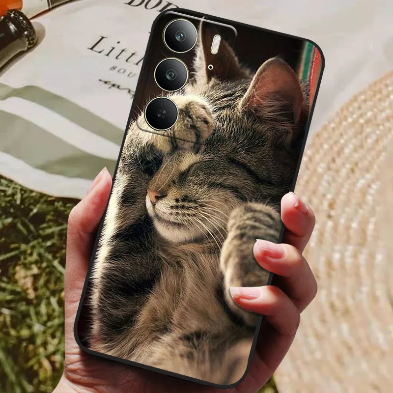 Elegant Black Silicone TPU Phone Case with Animal Design