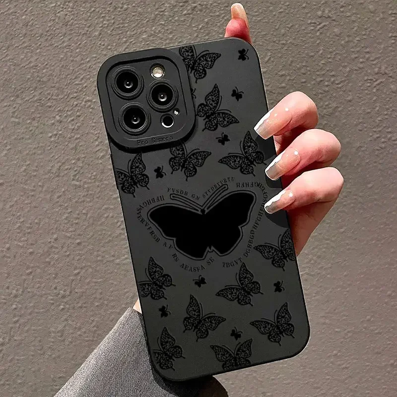 Butterfly Printed Shockproof Matte Soft TPU Silicone Phone Case