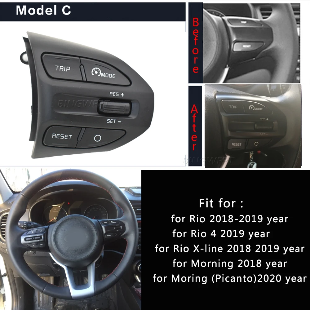 For Kia RIO K2 Picanto 2017 2018 RIO X LINE Steering Wheel Buttons Phone Volume