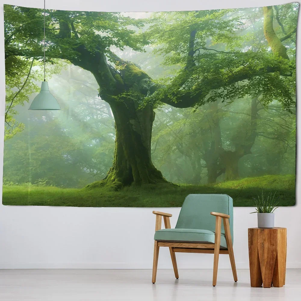 Beautiful ancient tree tapestry, jungle landscape, wall hanging cloth, home wall art decoration, living room background cloth