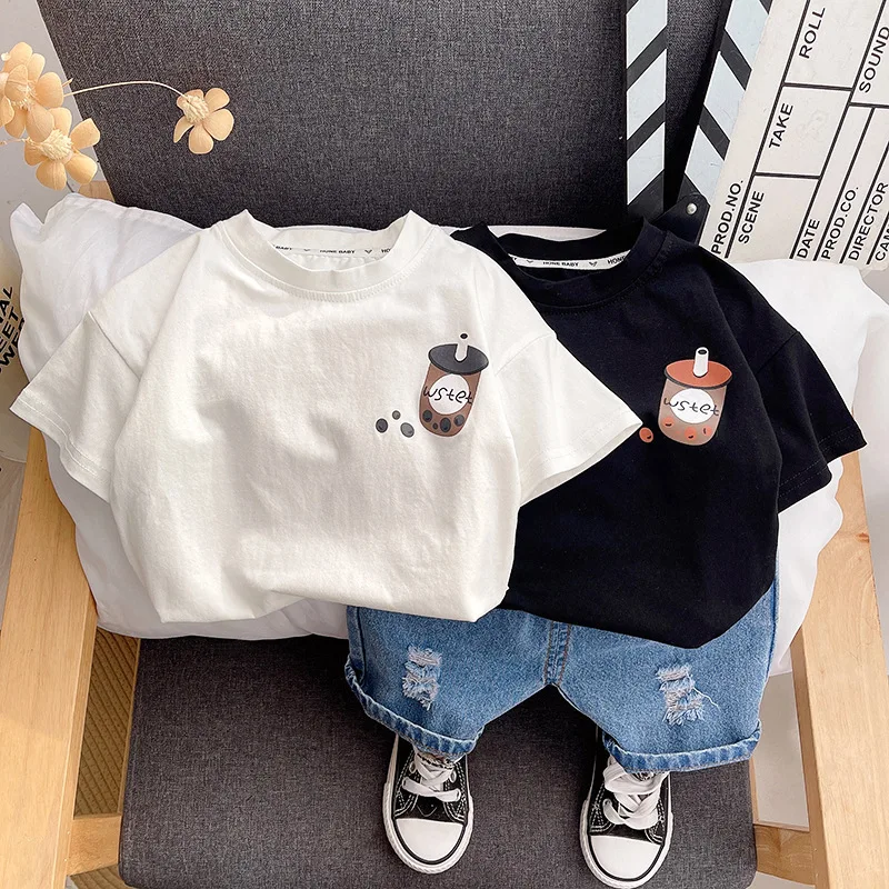 

Boys Clothes Sets Summer 2024 Children Cotton T-shirts Denim Shorts 2pcs Casual Suit For Baby Jogging Tracksuits Kids Outfits 5Y
