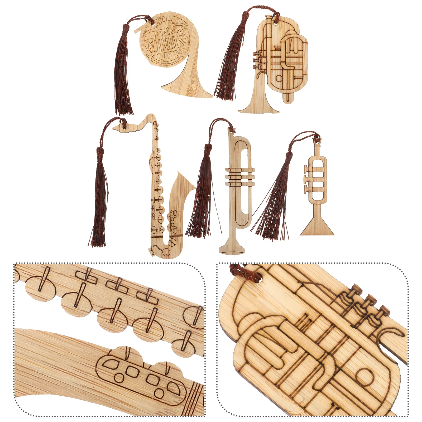 

5 Pcs Bamboo Musical Instrument Bookmark Grad Gifts Markers Exquisite Bookmarks Large for Graduation Modeling Women Unique