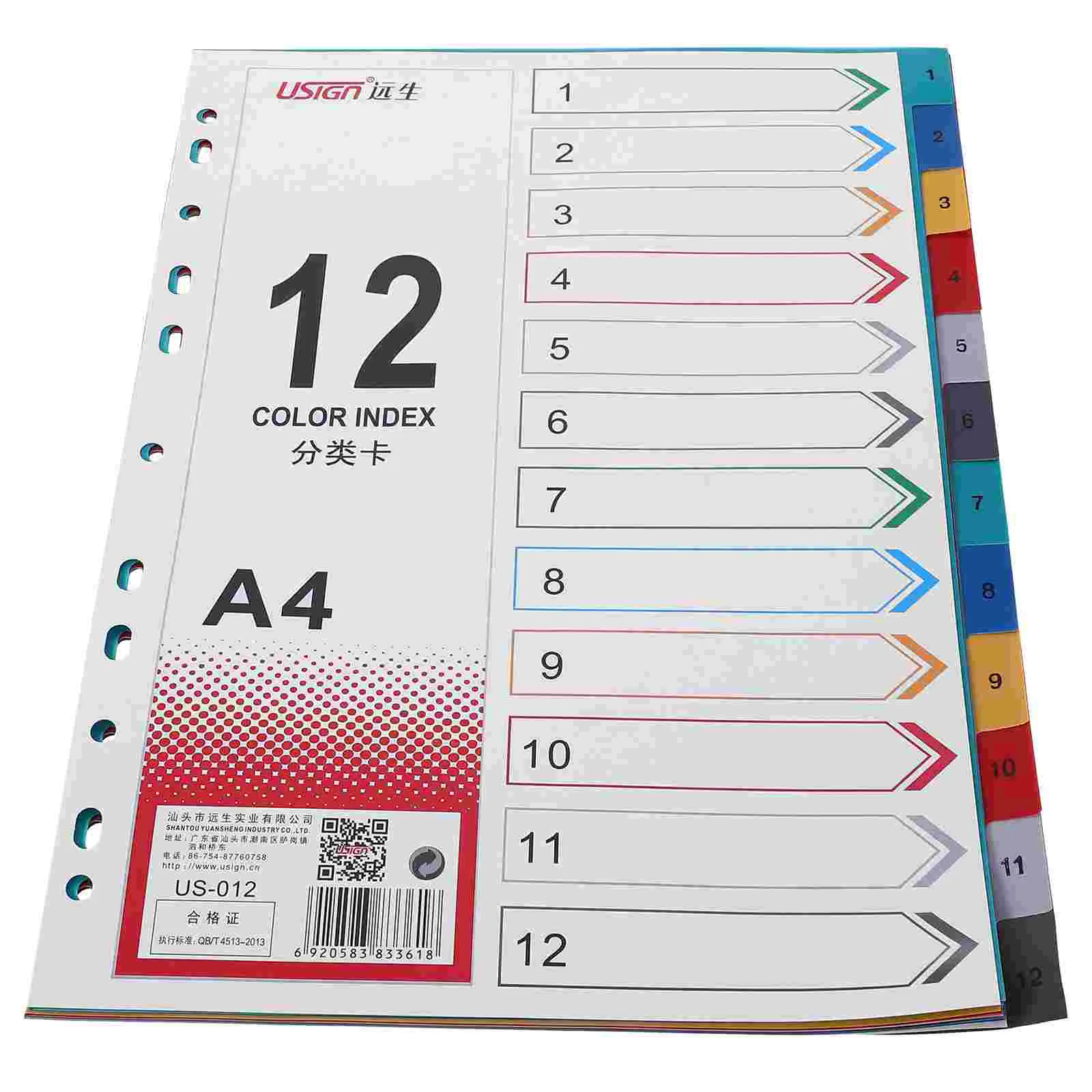 

Index Page Divider Colorful Classification Page Tab for Notebook Memo (A4)