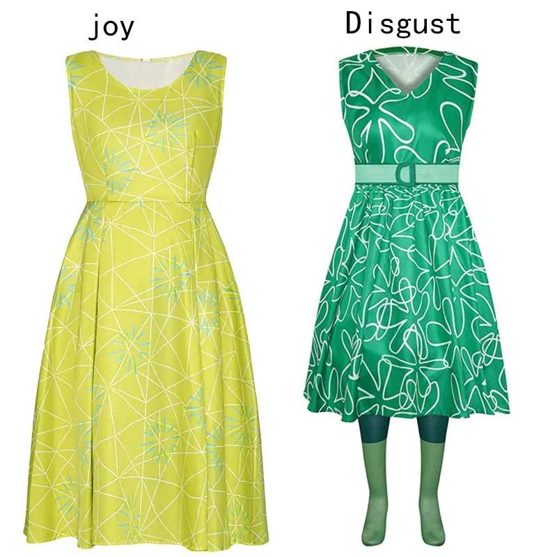 Movie Joy Disgust Cosplay Costume for Women Dress Halloween Costume Joy Disgust Outfits for Women