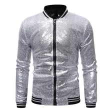  Men New Gold Silver Sequin Shiny Blazers Suit Jacket Fashion Night Club DJ Stage performances Wedding party Coat 