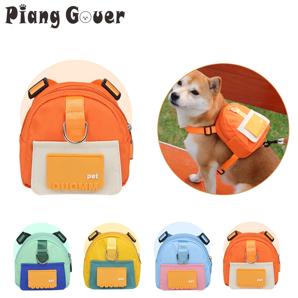 Cute Pet Harness Backpack Leash Set Large Space Dog Saddle Bag Hiking