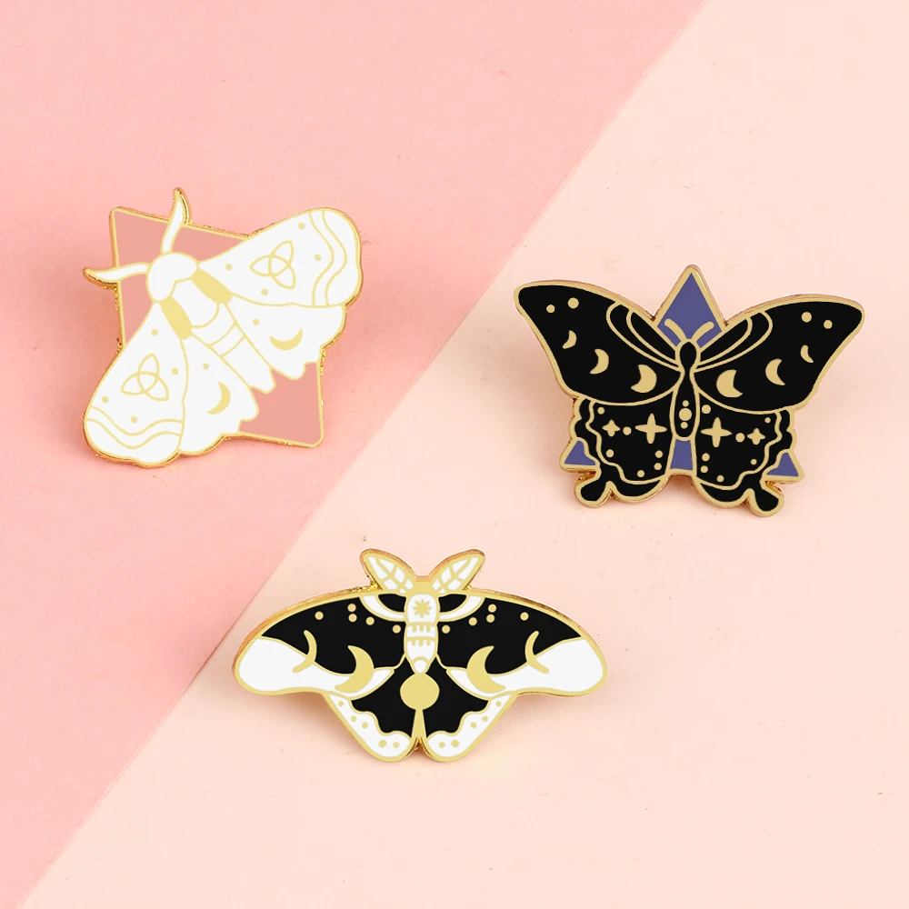 Butterfly Enamel Lapel Pin - Pink & Black Alloy Brooch, Collectible Accessory, 2 Inches