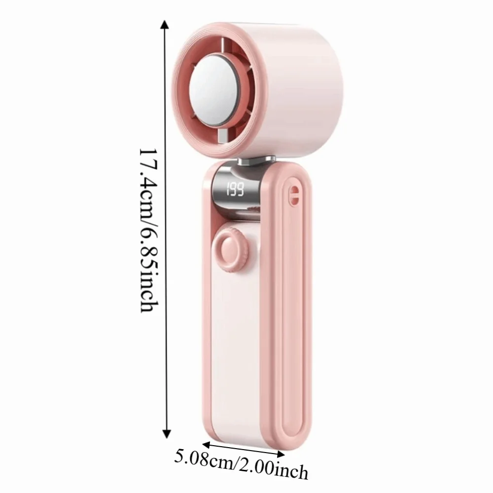 Compact Foldable Handheld Fan with Digital Display and Silent Operation
