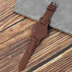 Vintage Coffee Leather Strap - Retro Brown Watch Band - 22mm (Coffee)