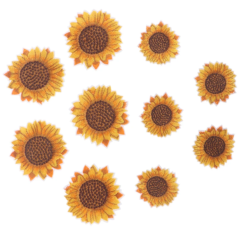 5개 해바라기 바느질/수 놓은 패치에 철 Diy 공예 의류 아플리케