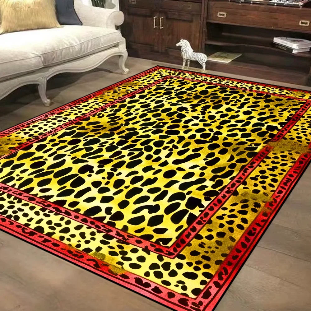 Nordic Style Leopard Decorative Rug for Living Room Large Area Soft Flannel Bedroom Carpet Non-slip Easy Cleaning Study Foot Mat 4
