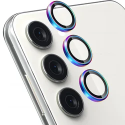 Camera Lens Protector with Black Aluminum Rings and Tempered Glass, Case Friendly - Samsung S24 FE (Colorfull)