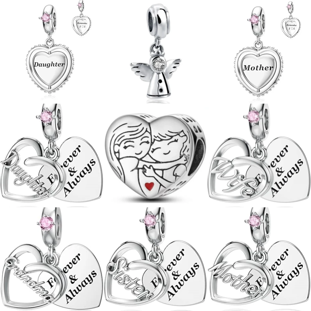 Authentic Silver 925 Jewelry Forever & Always Sister Wife Grandma Mother Daughter Angle Charm Bead Fit Original Pandora Bracelet beads charms charm jewelry sterling silver jewelry charm bead silver charm bracelet sterling silver beads beads jewelry silver charm bead sterling silver beads charm silver bead bracelet
