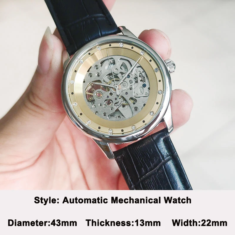 IK Colouring Luxury Watch for Men Automatic Mechanical Watches Skeleton Stainless Steel Watchbands Waterproof Man Clock Gift
