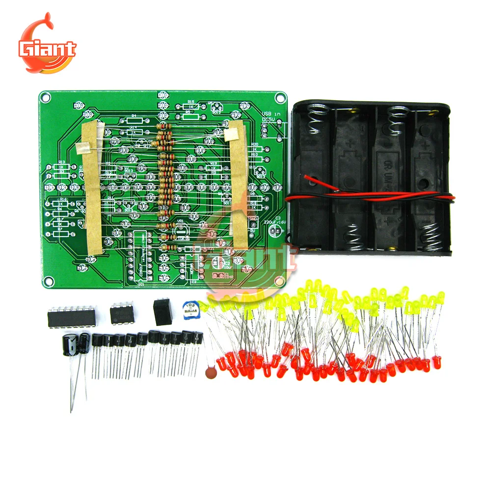 

Electronic DIY Kit Flash Light Kits LEDs Red Yellow Dual-Color Flashing Soldering Practice Board PCB Circuit Training Suite